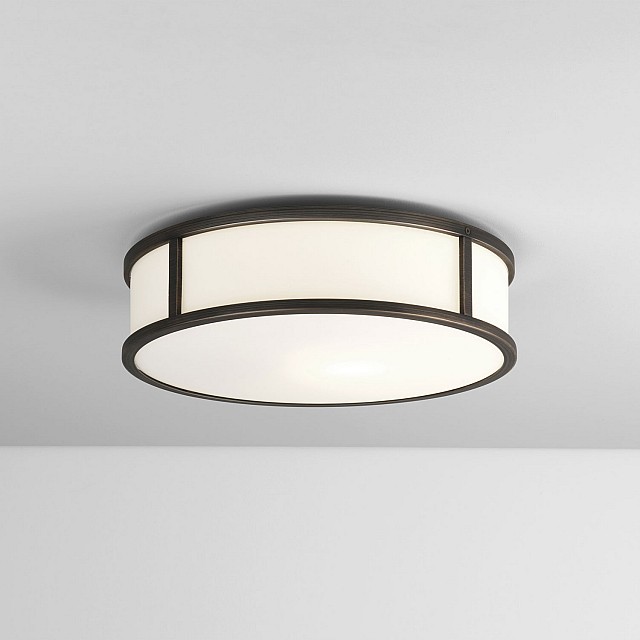 Mashiko Round 300 Bathroom Ceiling Light in Bronze