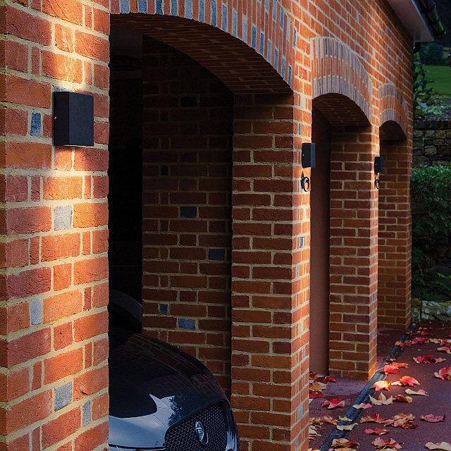 Elis Twin LED Exterior Wall Light in Textured Black