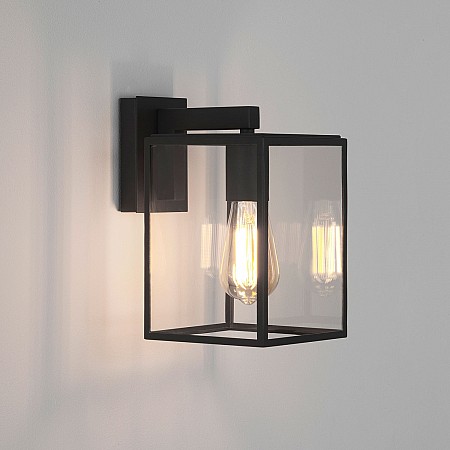 Box Lantern 270 Exterior Wall Light in Textured Black