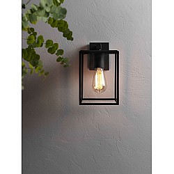 Box Lantern 270 Exterior Wall Light in Textured Black