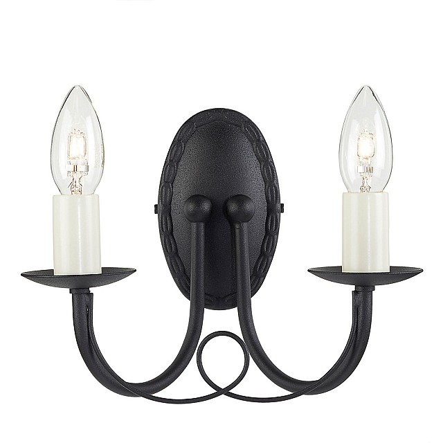 Minster 2 Light Wall Light - Black