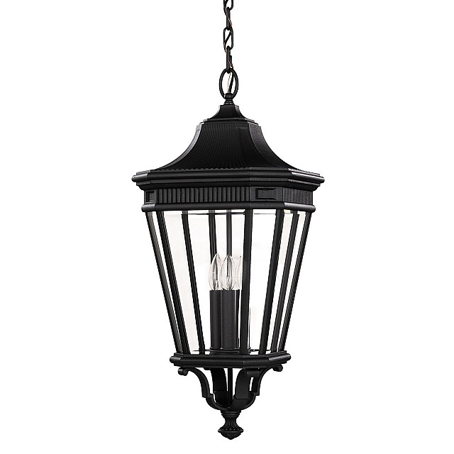 Cotswold Lane 3 Light Large Chain Lantern - Black
