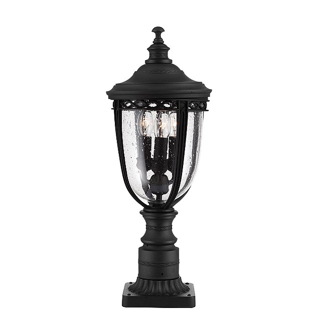 English Bridle 3 Light Medium Pedestal - Black