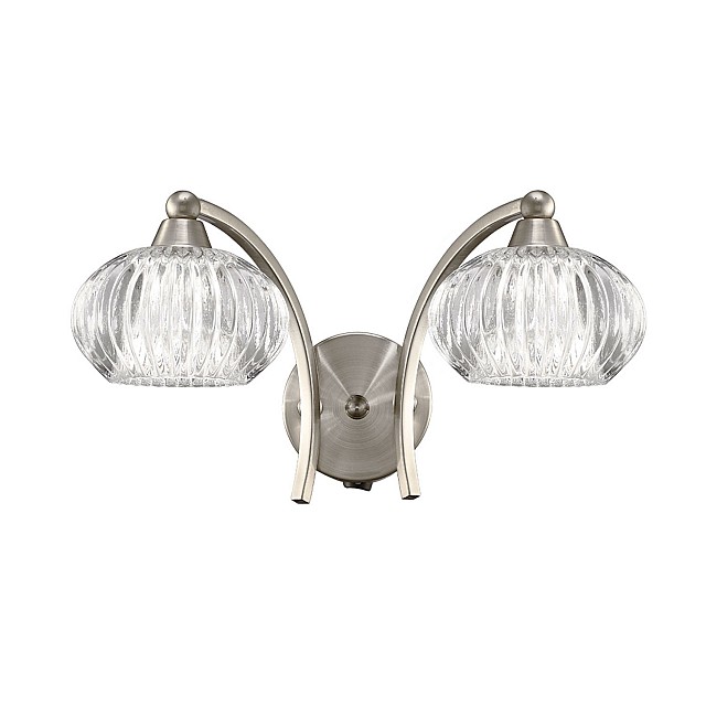 Ripple 2 Light Wall Bracket Satin Nickel Finish