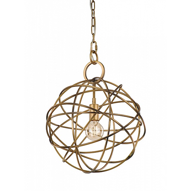 Orbit 1 light Pendant Painted Antique / Gold Finish