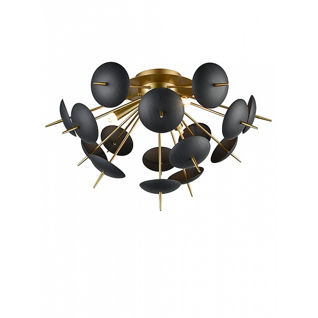 Dandy 3 light FlushFitting Black / Gold Finish