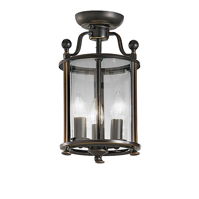 Pasillo 3 light Flush Lantern Antique Bronze Finish
