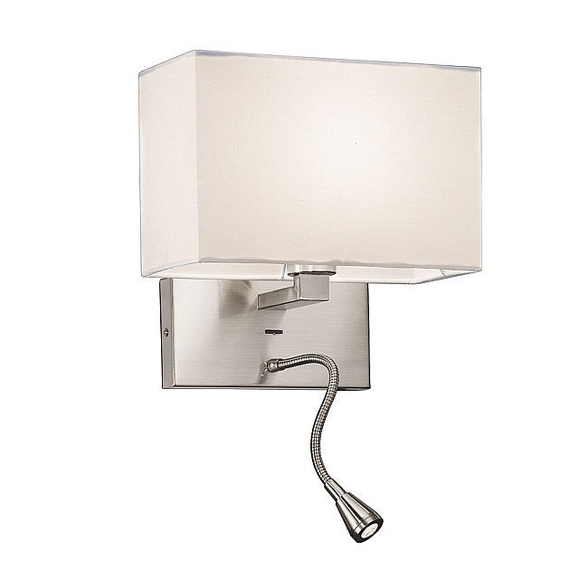 Wall Bracket with LED Reading Light Satin Nickel Finish