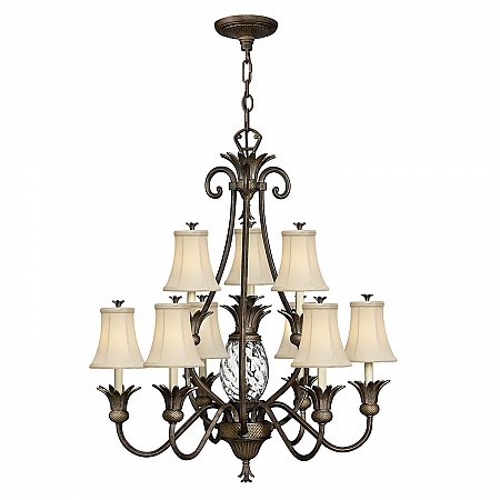 Plantation 10 Light Chandelier - Pearl Bronze