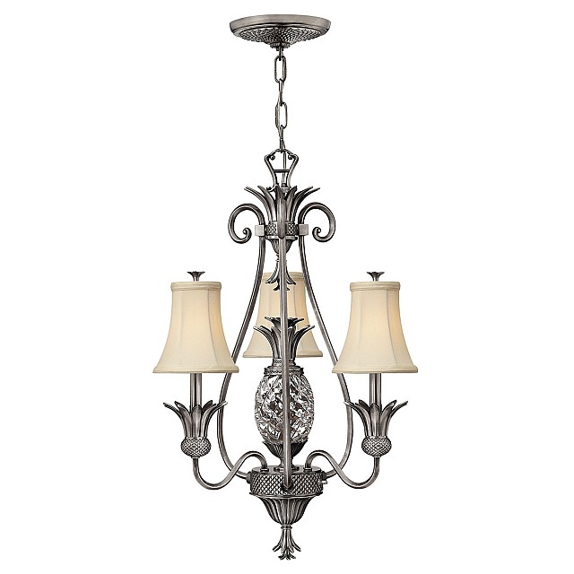 Plantation 3 Light Chandelier - Polished Antique Nickel