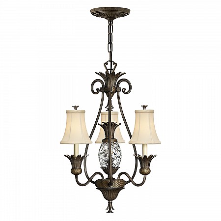 Plantation 3 Light Chandelier Pearl Bronze
