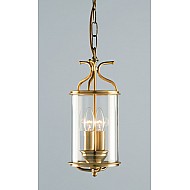 Lantern Bevelled Glass Brass Pendant