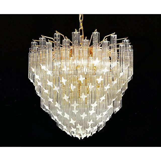 Pioggia Chandelier with Quadriedro Murano Glass