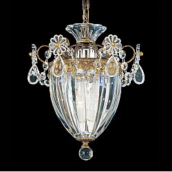 Bagatelle 1 Light Pendant in Heirloom Gold with Clear Crystals From Swarovski