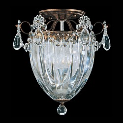 Bagatelle 3 Light Close to Ceiling in Heirloom Bronze with Clear Crystals From Swarovski