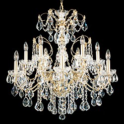 Century 12 Light Chandelier in Rich Auerelia Gold with Clear Heritage Crystal