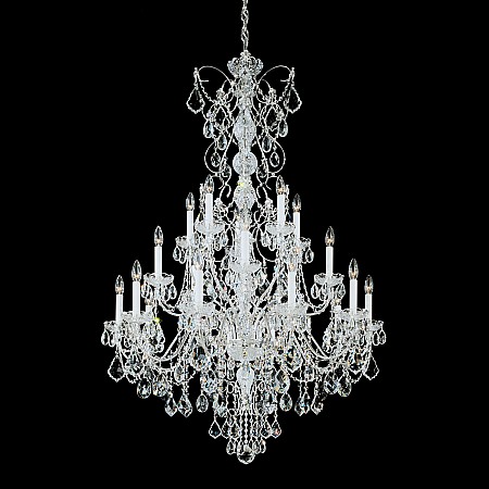 Century 20 Light Chandelier in Silver with Clear Heritage Crystal