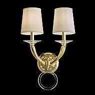 Emilea 2 Light Wall Sconce in French Gold with Clear Optic Crystal and Shade Hardback Off White