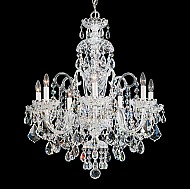 Olde World 7 Light Chandelier in Silver with Clear Crystals From Swarovski