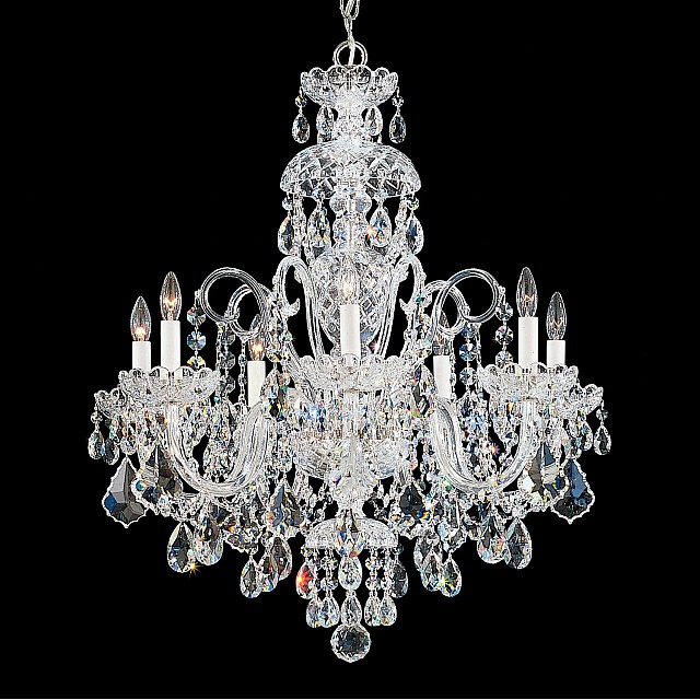 Olde World 7 Light Chandelier in Silver with Clear Crystals From Swarovski