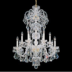 Olde World 12 Light Chandelier in Rich Auerelia Gold with Clear Spectra Crystal