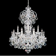 Olde World 15 Light Chandelier in Silver with Clear Crystals From Swarovski