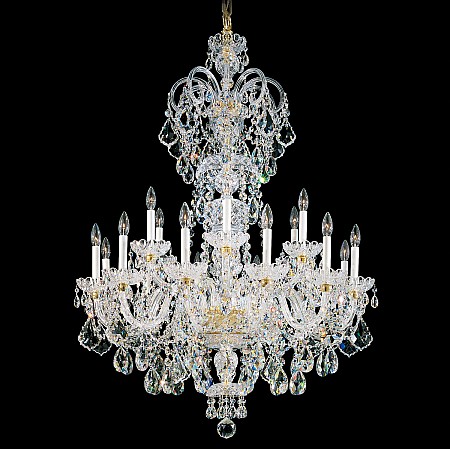 Olde World 23 Light Chandelier in Rich Auerelia Gold with Clear Spectra Crystal