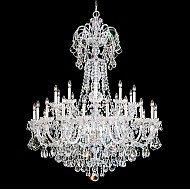 Olde World 35 Light Chandelier in Silver with Clear Crystals From Swarovski