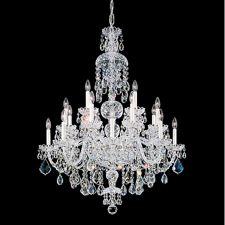 Olde World 25 Light Chandelier in Silver with Clear Crystals From Swarovski