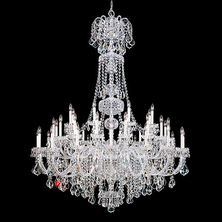 Olde World 45 Light Chandelier in Silver with Clear Crystals From Swarovski