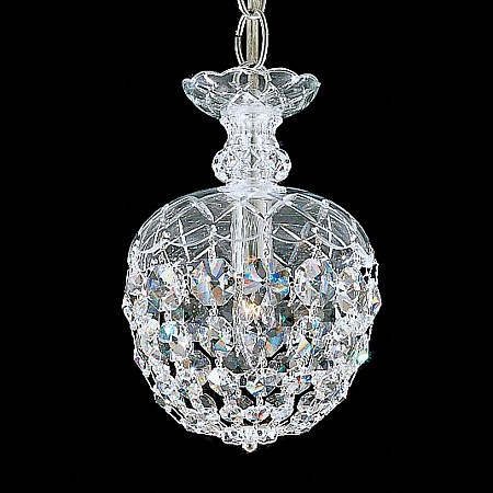 Olde World 1 Light Chandelier in Silver with Clear Crystals From Swarovski
