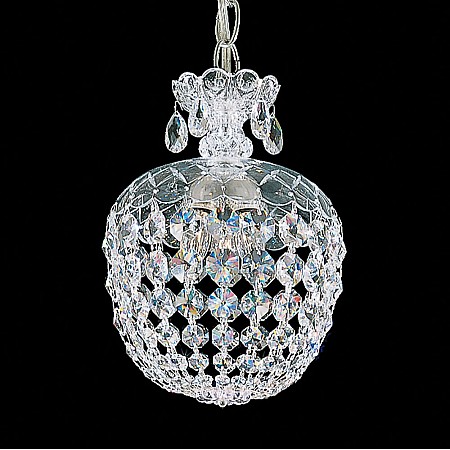 Olde World 3 Light Chandelier in Silver with Clear Crystals From Swarovski