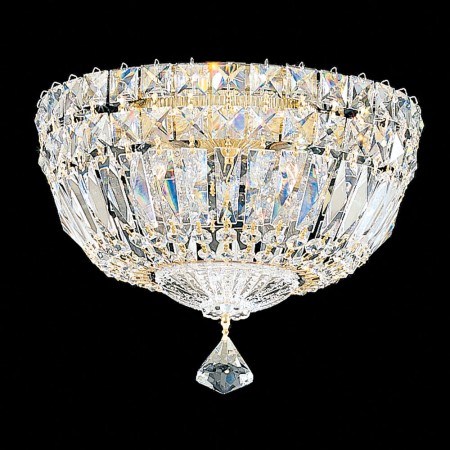 Petit Crystal Deluxe 4 Light Close to Ceiling in Rich Auerelia Gold with Clear Spectra Crystal