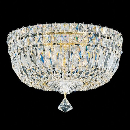 Petit Crystal Deluxe 5 Light Close to Ceiling in Rich Auerelia Gold with Clear Gemcut Crystal