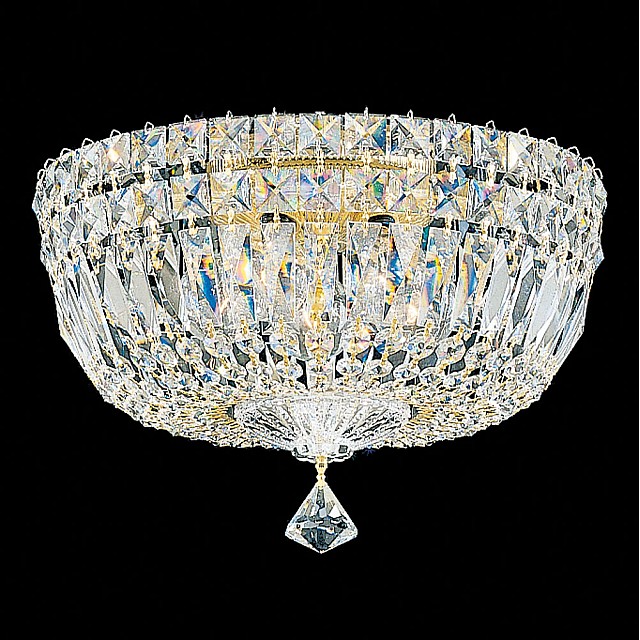 Petit Crystal Deluxe 5 Light Close to Ceiling in Rich Auerelia Gold with Clear Gemcut Crystal