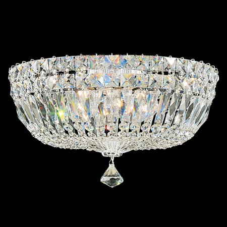 Petit Crystal Deluxe 5 Light Close to Ceiling in Silver with Clear Gemcut Crystal