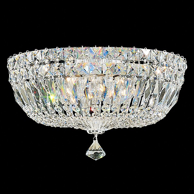Petit Crystal Deluxe 5 Light Close to Ceiling in Silver with Clear Gemcut Crystal