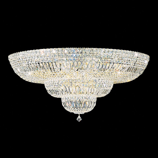 Petit Crystal Deluxe 27 Light Close to Ceiling in Rich Auerelia Gold with Clear Crystals From Swarovski