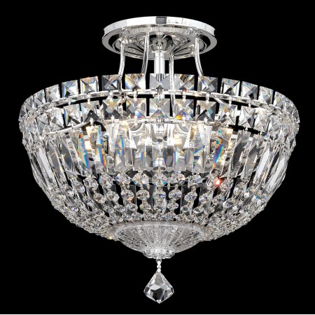 Petit Crystal Deluxe 6 Light Close to Ceiling in Silver with Clear Spectra Crystal