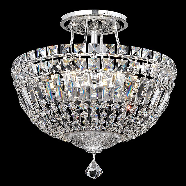 Petit Crystal Deluxe 6 Light Close to Ceiling in Silver with Clear Spectra Crystal