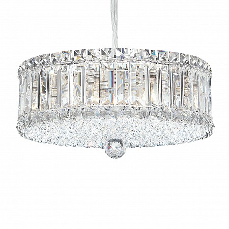 Plaza 9 Light Pendant in Stainless Steel with Clear Radiance Crystal