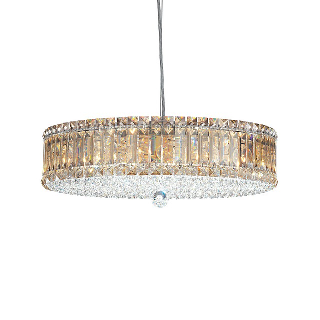 Plaza 15 Light Pendant in Stainless Steel with Clear Crystals From Swarovski