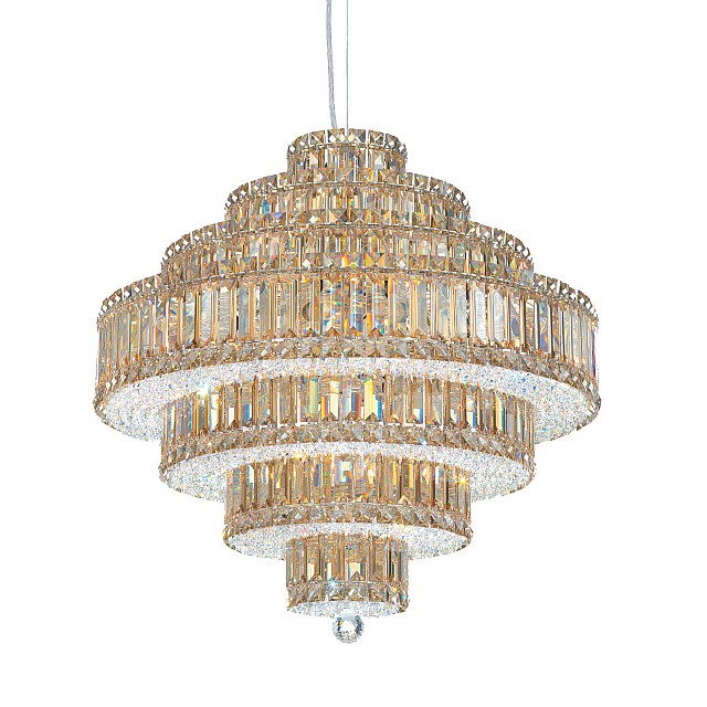 Plaza 25 Light Pendant in Stainless Steel with Clear Crystals From Swarovski