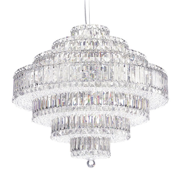 Plaza 31 Light Pendant in Stainless Steel with Clear Crystals From Swarovski