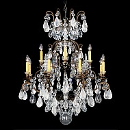Renaissance Rock Crystal 13 Light Chandelier in Heirloom Bronze with Clear Rock Crystal