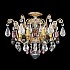 Renaissance Rock Crystal 6 Light Close to Ceiling in Etruscan Gold with Amethyst And Black Diamond Rock Crystal Colors