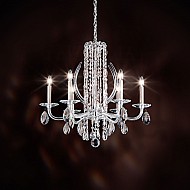 Sarella 6 Light Chandelier in Antique Silver with Crystal Heritage Crystal