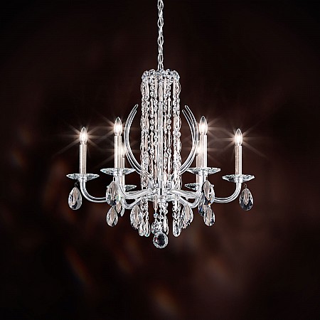 Sarella 6 Light Chandelier in Antique Silver with Crystal Heritage Crystal