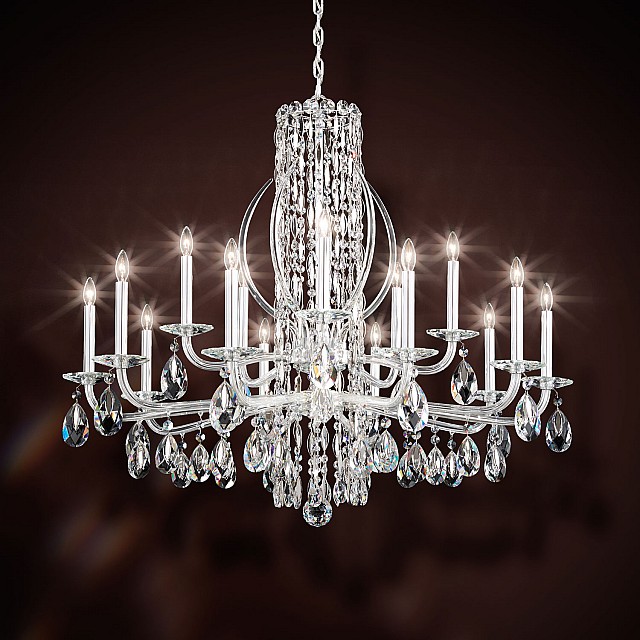 Sarella 15 Light Chandelier in Stainless Steel with Crystals From Swarovski