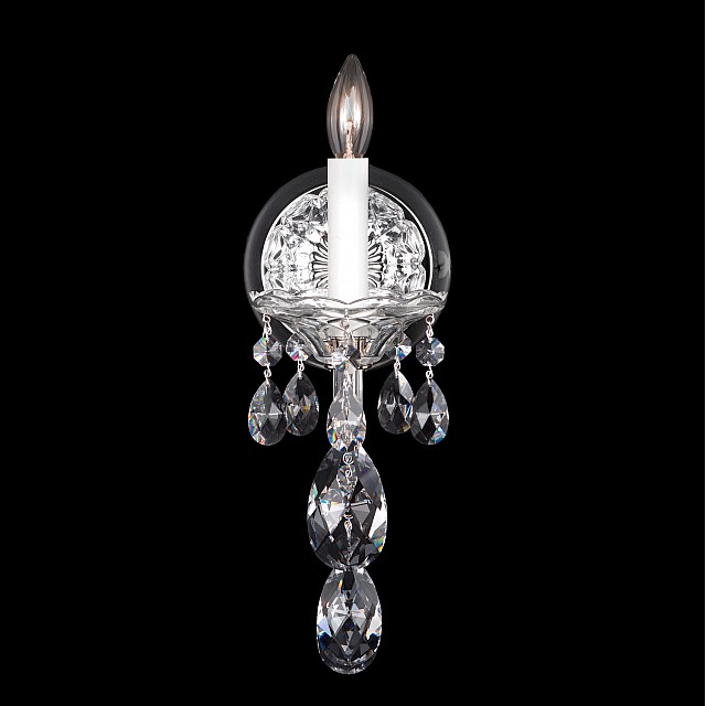 Sterling 1 Light Wall Sconce in Silver with Clear Heritage Crystal